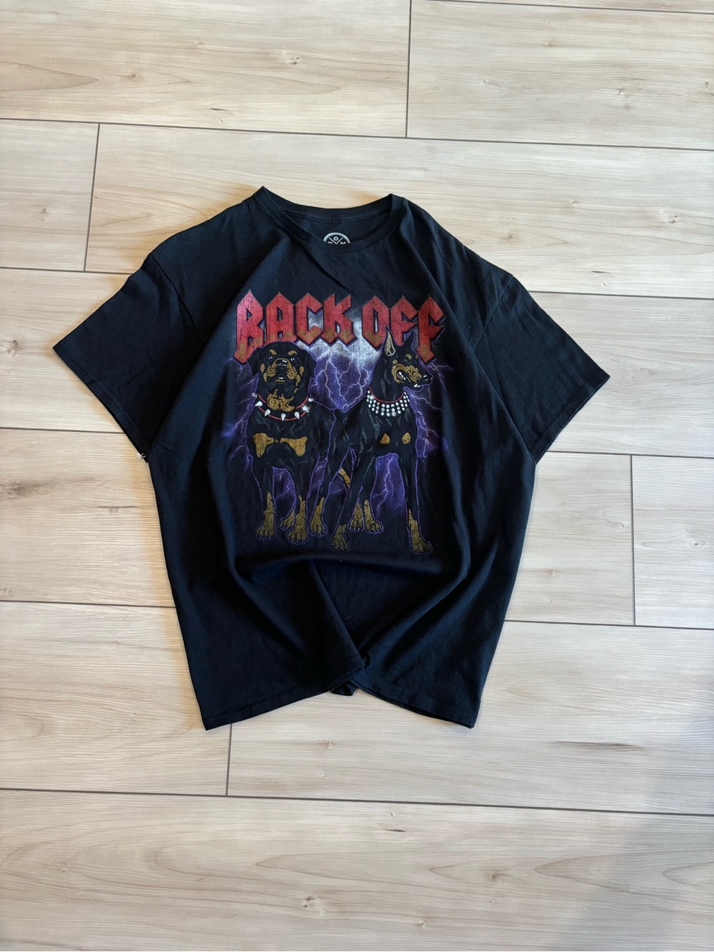 Domrebel Y2K grunge Rottweiler Lightening Back Off graphic streetwear men’s tee